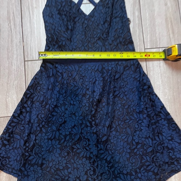 Lulus Dancing in the Moonlight Navy Blue Lace Backless Skater Dress Medium - Picture 3 of 7
